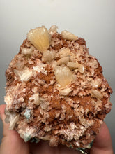 Load image into Gallery viewer, Shiny Peach Stilbite on Druzy Red Heulandite – High-Grade Collector Mineral Specimen from India