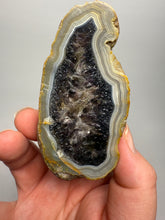 Load image into Gallery viewer, High-Grade Indonesian Sumatra Agate Pair – Rich Banded Chalcedony with Deep Smoky Amethyst Core | Ethical Lapidary & Collector Display Specimens