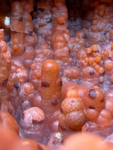 Load image into Gallery viewer, “Goblin Chalcedony” Pink & Orange Druzy Botryoidal Stalactites — Tichka Massif, High Atlas, Morocco
