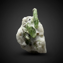 Load image into Gallery viewer, Electric Green Diopside on Quartz – Collector Mineral Specimen (Gilgit-Baltistan) Pakistan