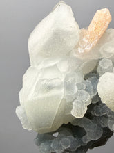 Load image into Gallery viewer, Pink Stilbite with Druzy Frosted Optical Calcite — India Zeolite Specimen