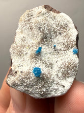 Load image into Gallery viewer, Rare Electric Blue Cavansite on Druzy Matrix – Collector Mineral Specimen | India