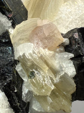Load image into Gallery viewer, Dark Green Cap Stak Nala Tourmaline & Pink Morganite on Cleavelandite on Quartz Matrix – Haramosh Mountains, Pakistan