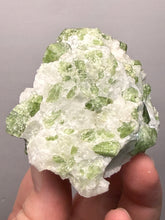 Load image into Gallery viewer, Electric Green Diopside on Quartz – Collector Mineral Specimen (Gilgit-Baltistan) Pakistan