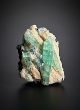 Load image into Gallery viewer, Blue Indicolite & Mint Green Tourmaline on Matrix – Pegmatite Mineral Specimen from Pakistan