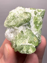 Load image into Gallery viewer, Electric Green Diopside on Quartz – Collector Mineral Specimen (Gilgit-Baltistan) Pakistan