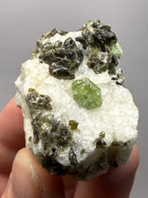 Load image into Gallery viewer, Electric Green Diopside on Quartz – Collector Mineral Specimen (Gilgit-Baltistan) Pakistan