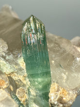 Load image into Gallery viewer, Blue Indicolite & Mint Green Tourmaline on Quartz Matrix – Pegmatite Mineral Specimen from Pakistan