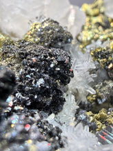 Load image into Gallery viewer, 5.1” New Find: Huanzala Mine Peru Sphalerite + Chalcopyrite + Apatite + Calcite + Quartz | Collector Display Specimen