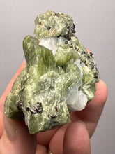Load image into Gallery viewer, Electric Green Diopside on Quartz – Collector Mineral Specimen (Gilgit-Baltistan) Pakistan