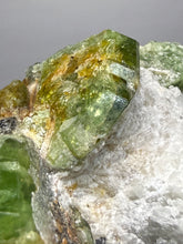Load image into Gallery viewer, Electric Green Diopside on Quartz – Collector Mineral Specimen (Gilgit-Baltistan) Pakistan