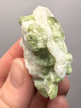 Load image into Gallery viewer, Electric Green Diopside on Quartz – Collector Mineral Specimen (Gilgit-Baltistan) Pakistan