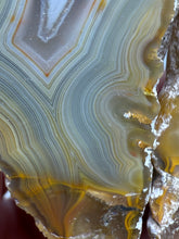 Load image into Gallery viewer, High-Grade Indonesian Sumatra Agate Pair – Vibrant Banded Chalcedony with Rich Color Zoning | Ethical Lapidary & Collector Display Specimens