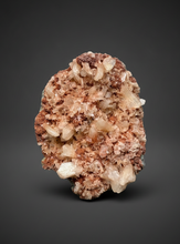 Load image into Gallery viewer, Shiny Peach Stilbite on Druzy Red Heulandite – High-Grade Collector Mineral Specimen from India