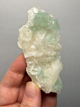 Load image into Gallery viewer, High-Grade Gemmy Green Apophyllite on White Stilbite | Deccan Traps, Maharashtra, India