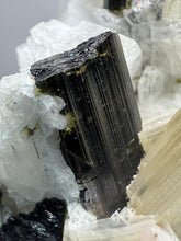 Load image into Gallery viewer, Dark Green Cap Stak Nala Tourmaline & Pink Morganite on Cleavelandite on Quartz Matrix – Haramosh Mountains, Pakistan