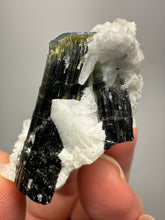 Load image into Gallery viewer, Blue Cap Dark Green Stak Nala Tourmaline on Cleavelandite Matrix – Haramosh Mountains, Pakistan