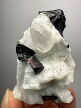 Load image into Gallery viewer, Dark Green Cap Stak Nala Tourmaline with Cleavelandite Matrix – Haramosh Mountains, Pakistan
