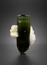 Load image into Gallery viewer, Dark Green Cap Stak Nala Tourmaline with Cleavelandite Flower – Haramosh Mountains, Pakistan | Thumbnail Specimen