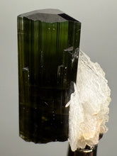 Load image into Gallery viewer, Dark Green Cap Stak Nala Tourmaline with Cleavelandite Flower – Haramosh Mountains, Pakistan | Thumbnail Specimen