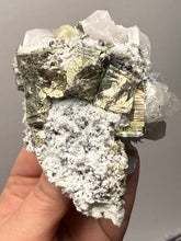 Load image into Gallery viewer, 3.5” New Find: Huanzala Mine Peru Sphalerite + Chalcopyrite + Apatite + Calcite + Quartz | Collector Display Specimen