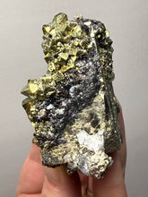 Load image into Gallery viewer, 3” New Find: Huanzala Mine Peru Sphalerite + Chalcopyrite + Apatite + Calcite + Quartz | Collector Display Specimen