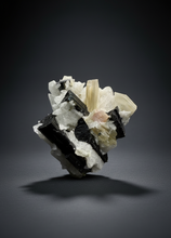 Load image into Gallery viewer, Dark Green Cap Stak Nala Tourmaline & Pink Morganite on Cleavelandite on Quartz Matrix – Haramosh Mountains, Pakistan