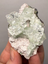 Load image into Gallery viewer, Light Mint Green “Disco Ball” Radial Apophyllite on Pink & Green Heulandite — Deccan Traps, India