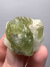 Load image into Gallery viewer, Electric Green Diopside on Quartz – Collector Mineral Specimen (Gilgit-Baltistan) Pakistan