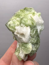 Load image into Gallery viewer, Electric Green Diopside on Quartz – Collector Mineral Specimen (Gilgit-Baltistan) Pakistan
