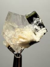 Load image into Gallery viewer, Dark Green Cap Stak Nala Tourmaline and Cleavelandite on Quartz – Haramosh Mountains, Pakistan | Thumbnail Specimen