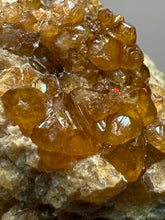 Load image into Gallery viewer, Hessonite Garnet Cluster on Matrix – Natural Collector Specimen from Pakistan | High-Grade Orange-Red Garnet Crystals