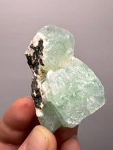 Load image into Gallery viewer, High-Grade Gemmy Green Apophyllite on White Stilbite | Deccan Traps, Maharashtra, India