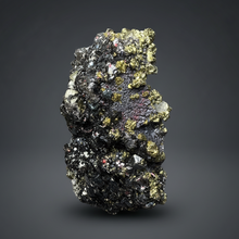 Load image into Gallery viewer, 6.1” New Find: Huanzala Mine Peru Sphalerite + Chalcopyrite + Apatite + Calcite + Quartz | Collector Display Specimen