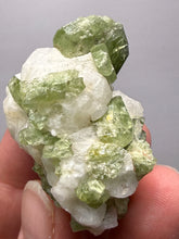 Load image into Gallery viewer, Electric Green Diopside on Quartz – Collector Mineral Specimen (Gilgit-Baltistan) Pakistan