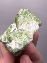Load image into Gallery viewer, Electric Green Diopside on Quartz – Collector Mineral Specimen (Gilgit-Baltistan) Pakistan