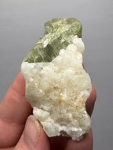 Load image into Gallery viewer, Electric Green Diopside on Quartz – Collector Mineral Specimen (Gilgit-Baltistan) Pakistan