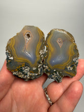 Load image into Gallery viewer, High-Grade Indonesian Sumatra Agate Pair – Vibrant Banded Chalcedony with Rich Color Zoning | Ethical Lapidary & Collector Display Specimens