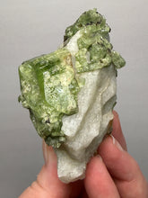 Load image into Gallery viewer, Electric Green Diopside on Quartz – Collector Mineral Specimen (Gilgit-Baltistan) Pakistan