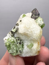 Load image into Gallery viewer, Electric Green Diopside on Quartz – Collector Mineral Specimen (Gilgit-Baltistan) Pakistan