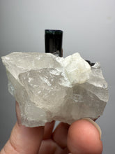 Load image into Gallery viewer, Blue Cap Dark Green Stak Nala Tourmaline and Quartz on Cleavelandite Matrix – Haramosh Mountains, Pakistan