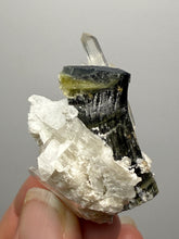 Load image into Gallery viewer, Self-healed Blue and Green Cap Stak Nala Tourmaline w Double Terminated Quartz on Cleavelandite Matrix – Haramosh Mountains, Pakistan