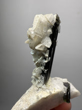 Load image into Gallery viewer, Dark Green Cap Stak Nala Tourmaline with Flower Cleavelandite Matrix – Haramosh Mountains, Pakistan