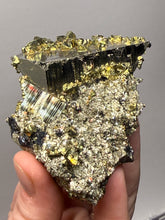 Load image into Gallery viewer, 4” New Find: Huanzala Mine Peru Sphalerite + Chalcopyrite + Apatite + Calcite + Quartz | Collector Display Specimen