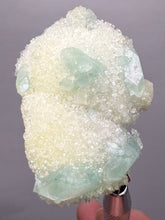 Load image into Gallery viewer, Luminous Mint Apophyllite with Glittering Druzy Sugar Quartz – India