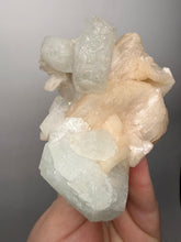 Load image into Gallery viewer, High-Grade Light Green Apophyllite on Pink Stilbite Zeolite | Indian Collector Mineral Specimen