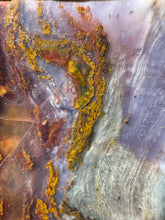 Load image into Gallery viewer, PREMIUM DISPLAY or LAPIDARY SLAB • Moroccan “Dream Landscape Jagate” (Purple, Teal, Red, Green, Red, Yellow & Orange Moss Plume Agate + Jasper) Stone • Double Sided • High Atlas Mountains • Unpolished
