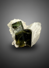 Load image into Gallery viewer, Blue Cap Dark Green Stak Nala Tourmaline and Cleavelandite – Haramosh Mountains, Pakistan | Thumbnail Specimen
