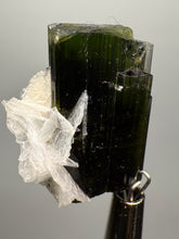 Load image into Gallery viewer, Dark Green Cap Stak Nala Tourmaline with Cleavelandite Flower – Haramosh Mountains, Pakistan | Thumbnail Specimen