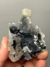 Load image into Gallery viewer, Druzy Apophyllite over Golden Calcite & Black Chalcedony Stalactites | Deccan Traps, Maharashtra, India